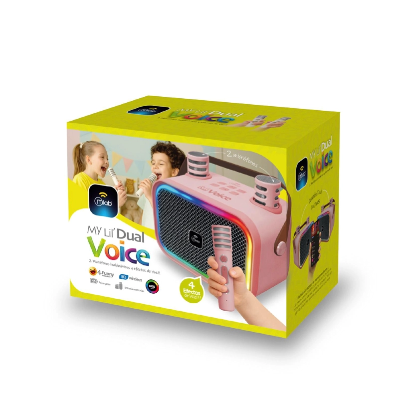 KARAOKE INFANTIL RGB CON 2 MICROFONOS INALAMBRICOS PINK MY LIL DUAL VOICE - 9