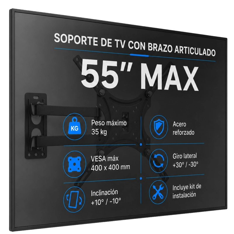 SOPORTE DE TV CON BRAZO ARTICULADO 26 A 55 / 35KG MAX / BK55 - 2