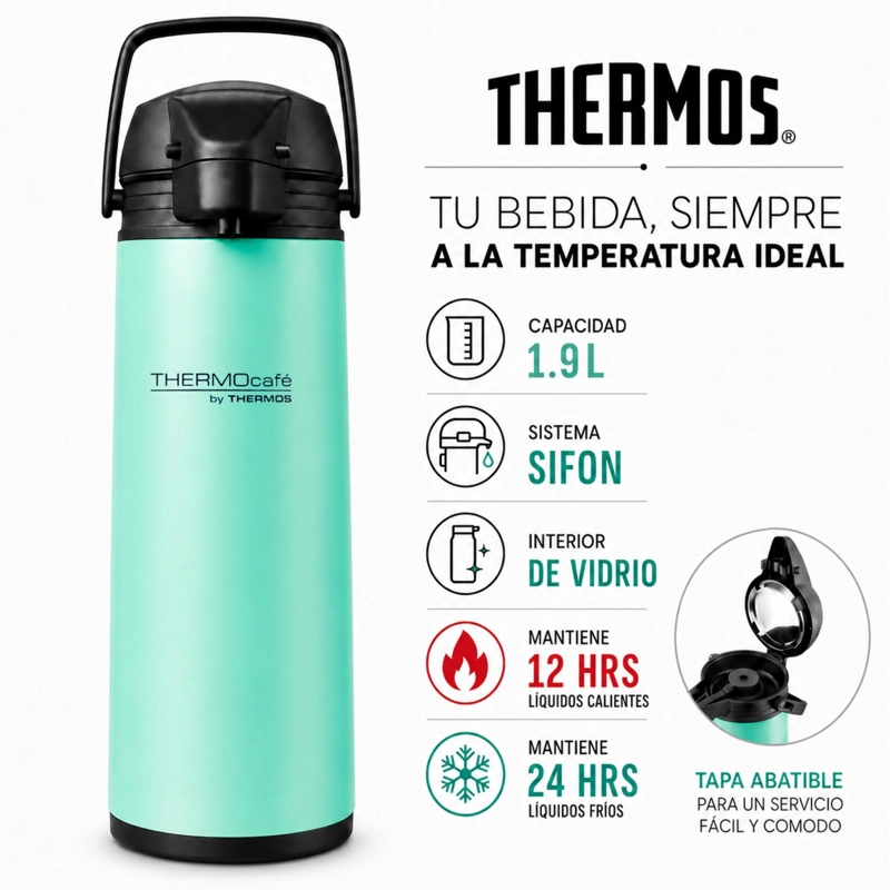 TERMO SIFON DE LIQUIDOS JADO 1.9L THERMOS 12H HOT & 24H COLD  VERDE - 8
