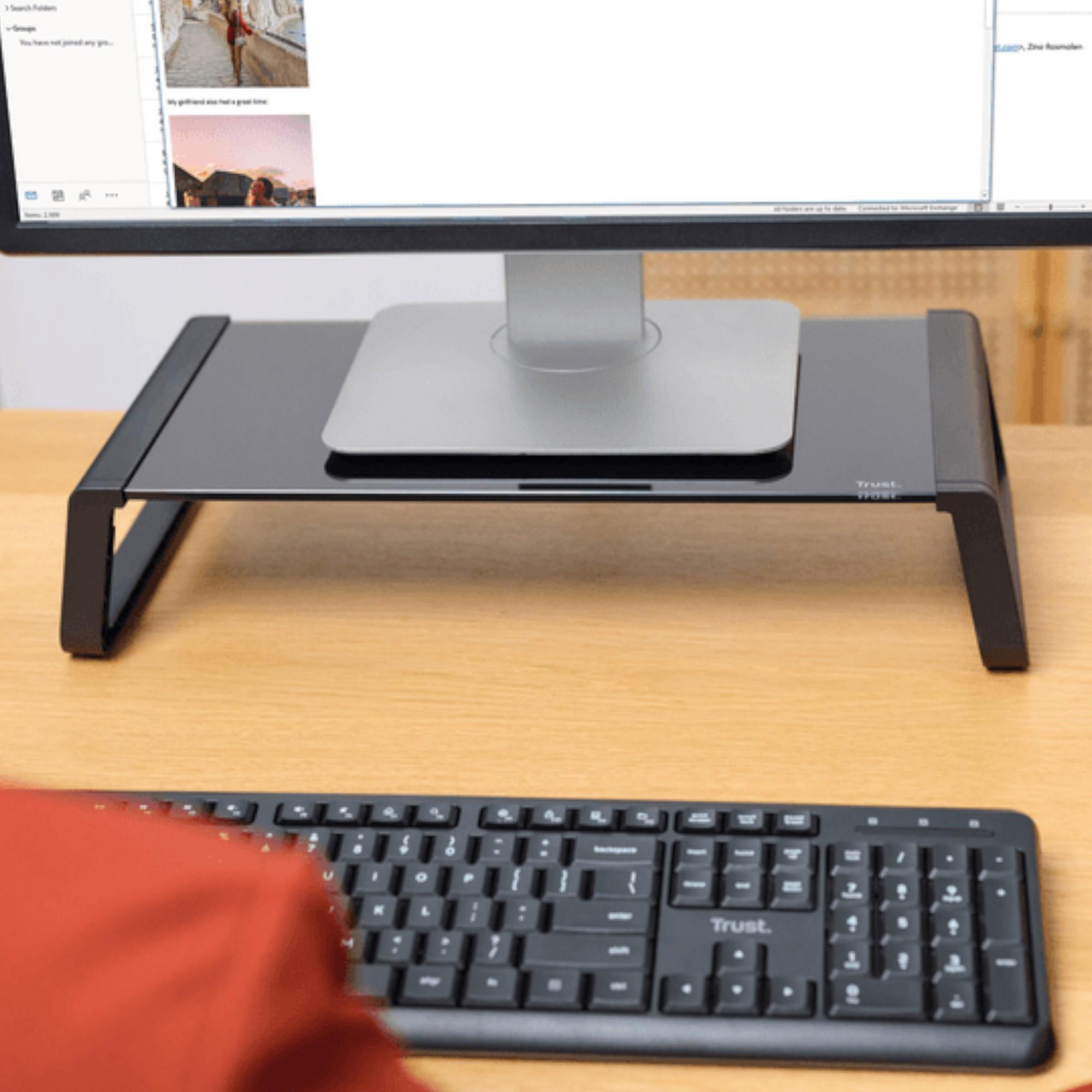SOPORTE DE MONITOR TRUST MONTA PREMIUM TEMPERED GLASS BLACK - 4