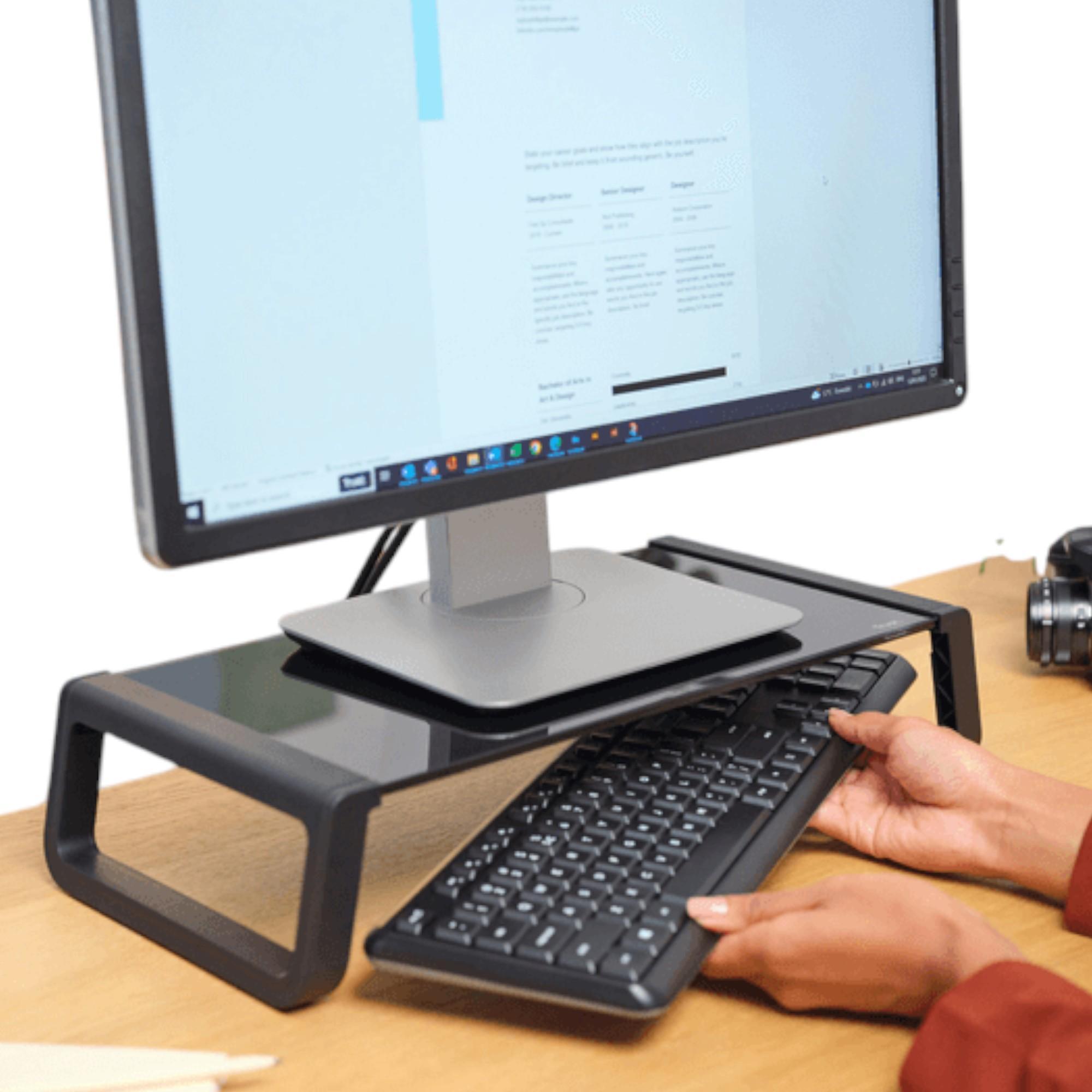 SOPORTE DE MONITOR TRUST MONTA PREMIUM TEMPERED GLASS BLACK - 5