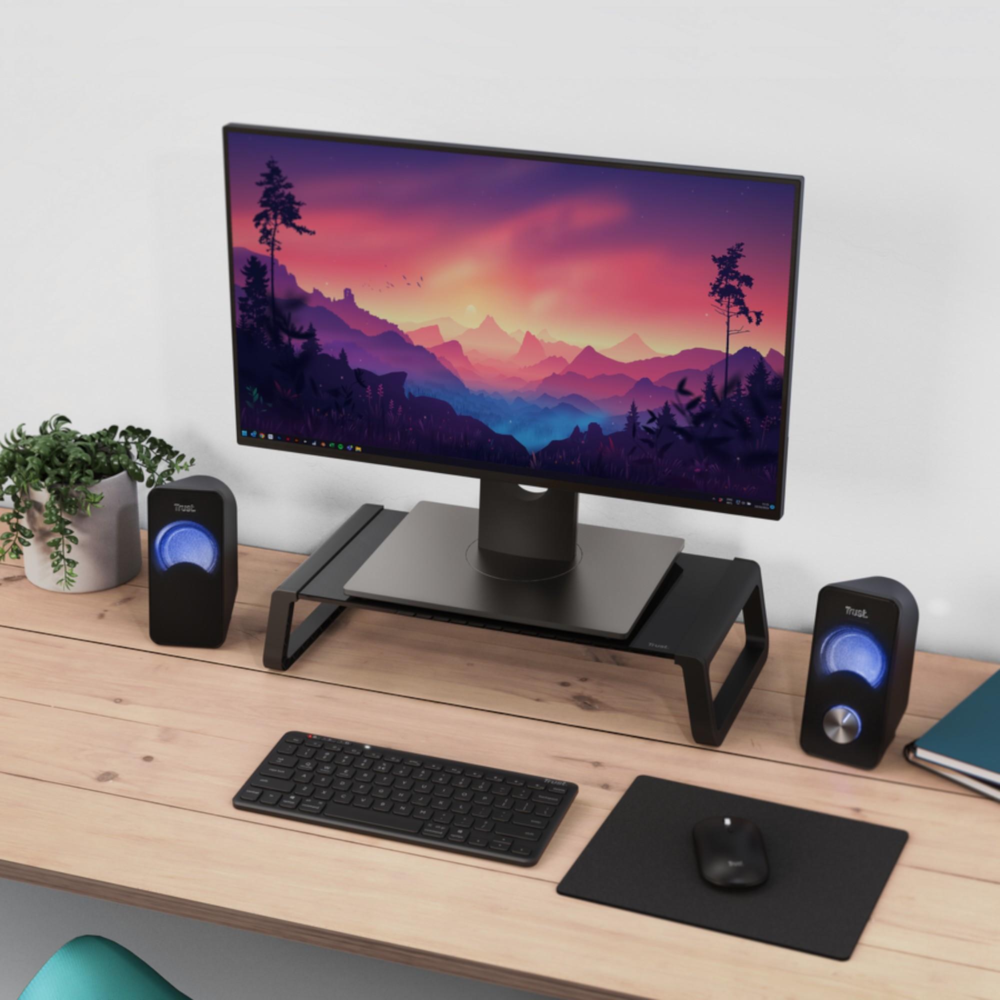 SOPORTE DE MONITOR TRUST MONTA PREMIUM TEMPERED GLASS BLACK - 6