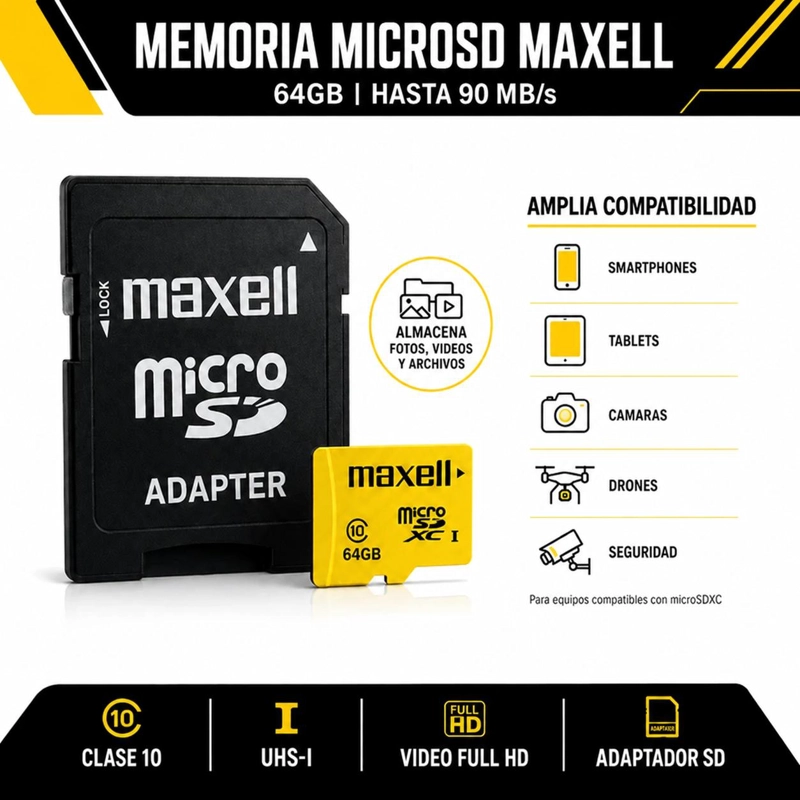 MEMORIA MICROSD MAXELL 64GB CLASE 10 HIGH SPEED UHS-1 - 4