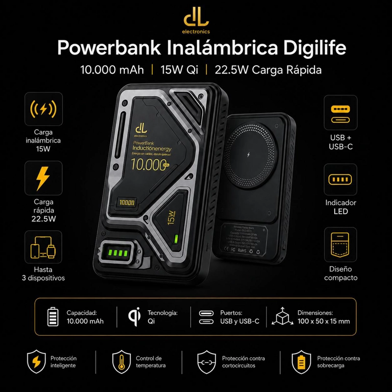 POWERBANK DE CARGA INALAMBRICA INDUCTION ENERGY 10000MAH - 7