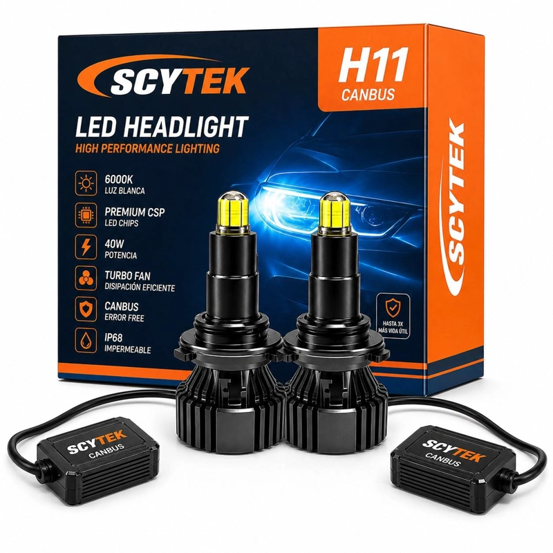 KIT DE LUCES TURBO LED H11 CANBUS 12000LM 3D 360° 40W 6000K - 1