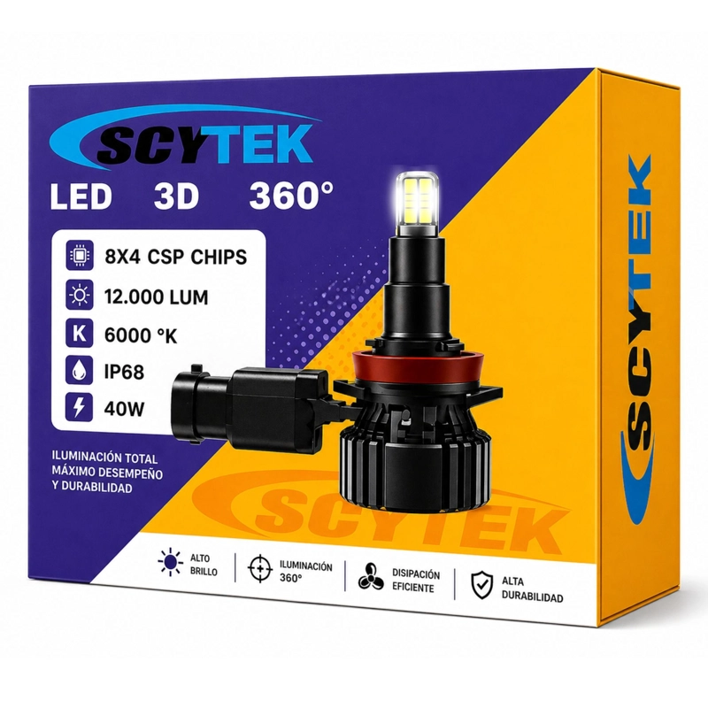 KIT DE LUCES TURBO LED H11 CANBUS 12000LM 3D 360° 40W 6000K - 6
