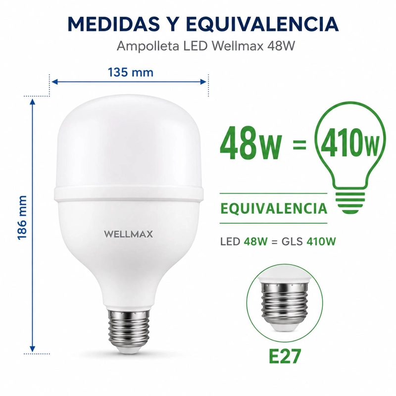 AMPOLLETA LED HAMMER 48W LUZ FRIA E27 CON CHIP LED SAMSUNG - 5