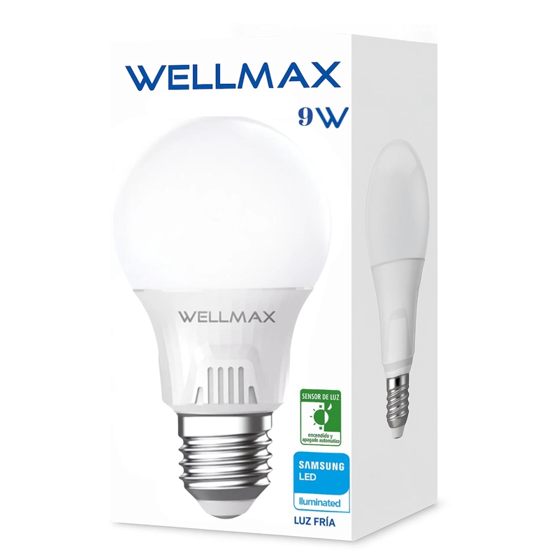 AMPOLLETA LED WELLMAX 9W SENSOR LUZ AUTOMATICO - 1