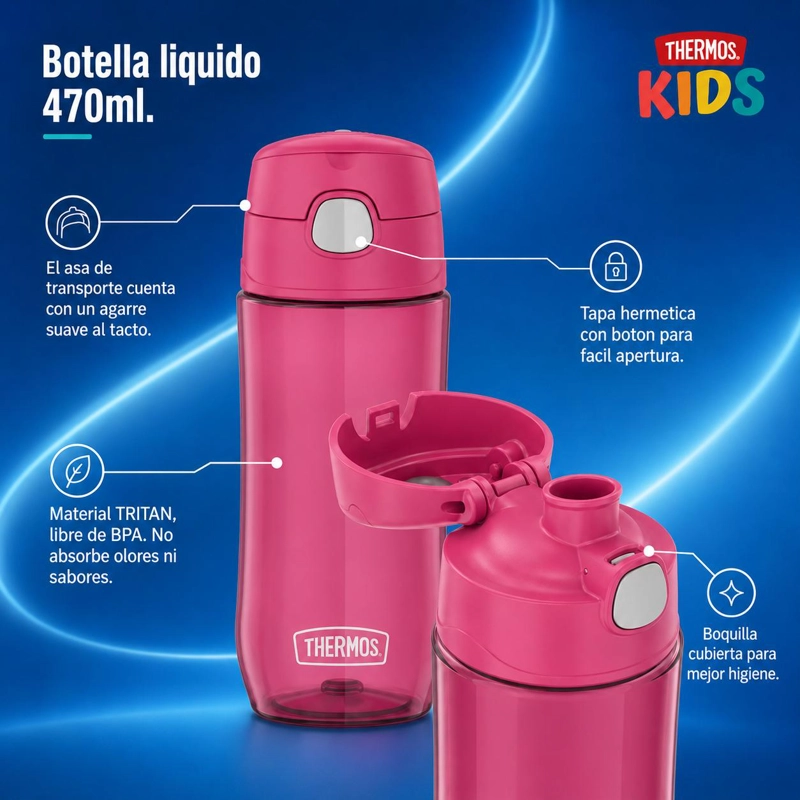 BOTELLA DE HIDRATACION DEPORTIVA THERMOS TRITAN 470ML ROSA - 4