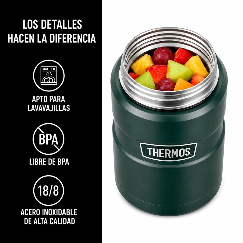 TERMO DE COMIDA PREMIUM INOX THERMOS KING  700ML VERDE - 9