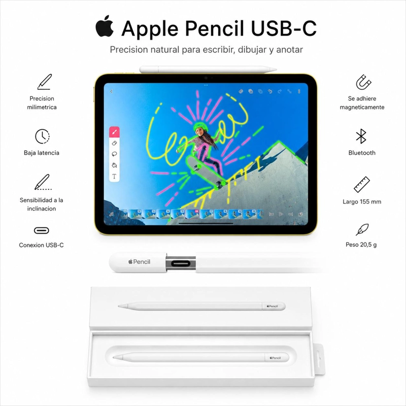 LAPIZ APPLE PENCIL USB-C PARA IPAD WHITE EDITION - 5
