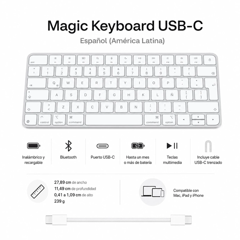 TECLADO APPLE MAGIC WHIE EDITION  ESPAÑOL LATIOAMERICA - 7