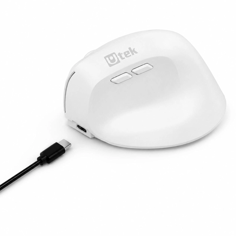 MOUSE VERTICAL ERGONOMICO DUAL WIRELESS RECARGABLE BLANCO - 4