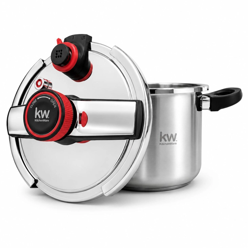 OLLA A PRESION KW OXFORD 8LT ACERO INOXIDABLE TRIPLE VALVULA - 2