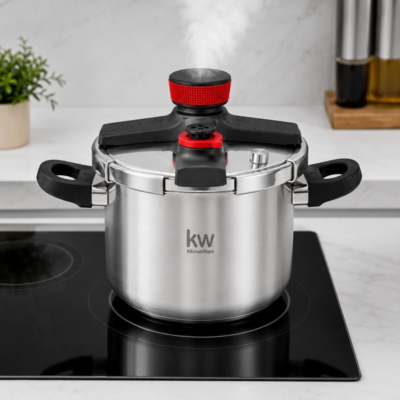 OLLA A PRESION KW OXFORD 8LT ACERO INOXIDABLE TRIPLE VALVULA - 8
