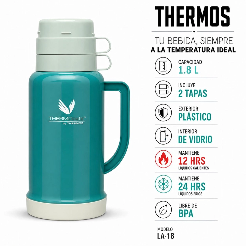 TERMO PARA LIQUIDOS THERMOS  1.8L VERDE 12H/24H - 8