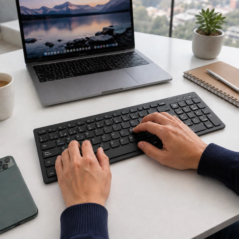 TECLADO INALAMBRICO BLUETOOTH ULTRA SLIM  MULTIPLATAFORMAS - 6