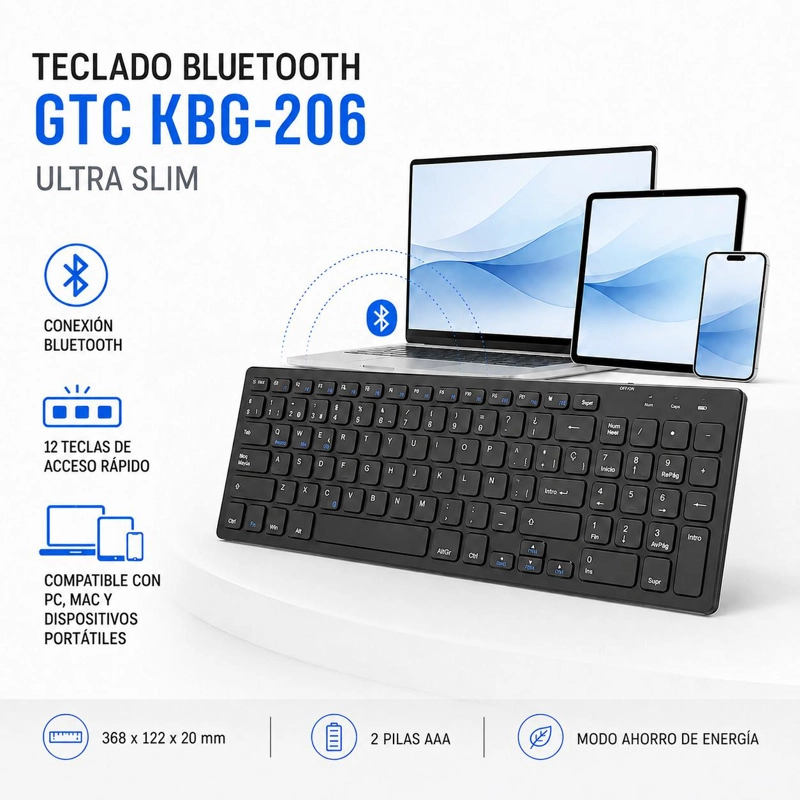 TECLADO INALAMBRICO BLUETOOTH ULTRA SLIM  MULTIPLATAFORMAS - 8