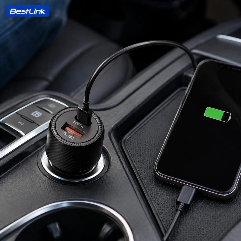 CARGADOR PARA AUTO DUAL 48W USB-C + USB-A CARGA ULTRA RAPIDA - 6