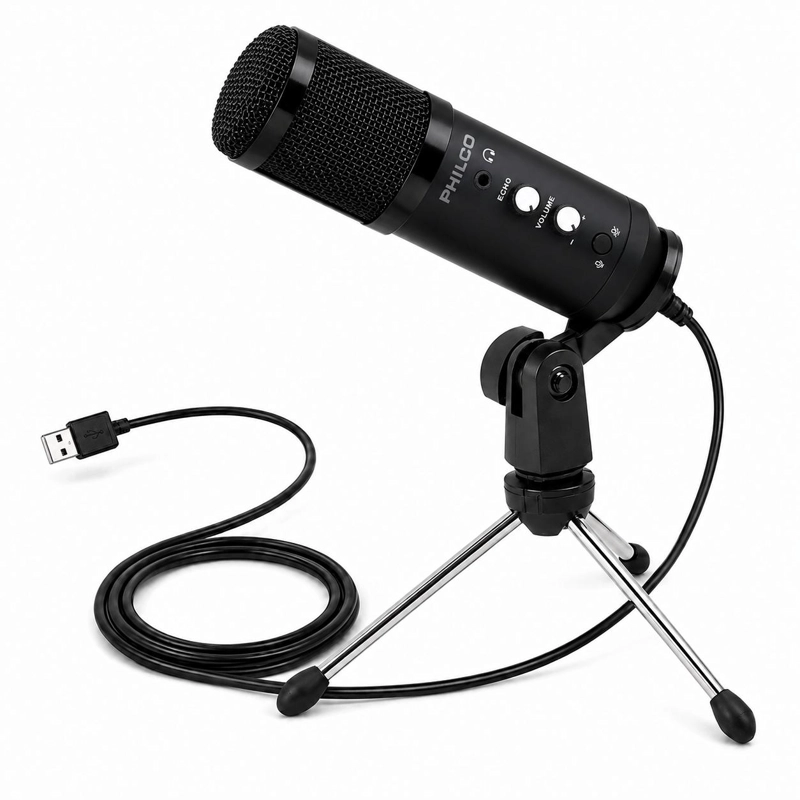 MICROFONO CONDENSADOR USB ANTIPOP ALTA FIDELIDAD CON TRIPODE - 1