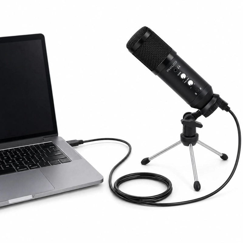MICROFONO CONDENSADOR USB ANTIPOP ALTA FIDELIDAD CON TRIPODE - 5