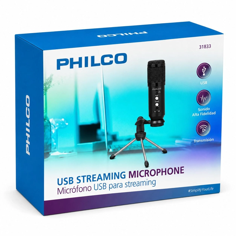 MICROFONO CONDENSADOR USB ANTIPOP ALTA FIDELIDAD CON TRIPODE - 8