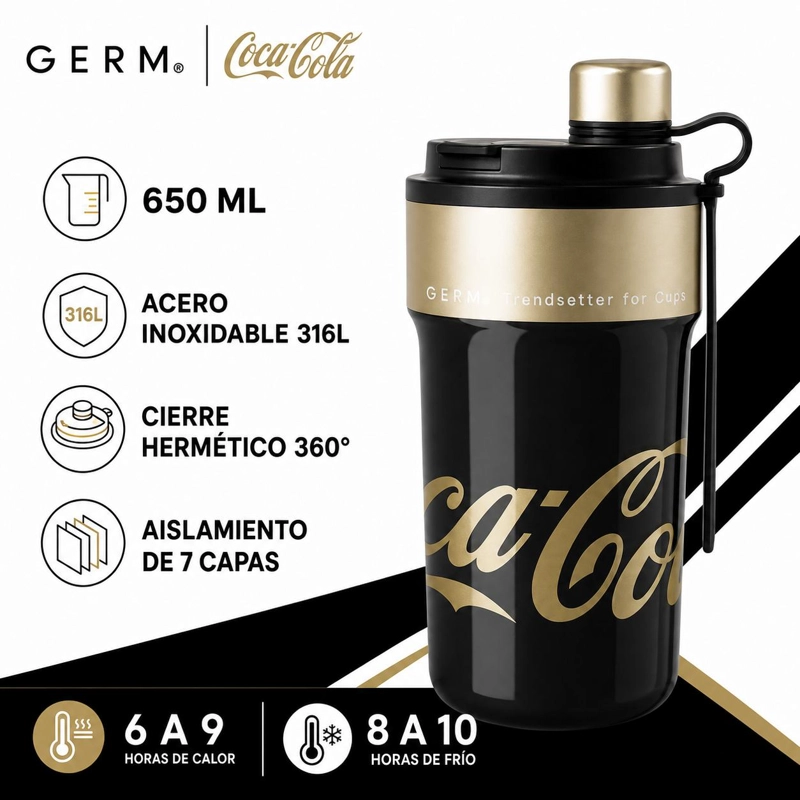 VASO TE RMICO MUG GERM COCA-COLA ACERO INOXIDABLE 650ML BLACK - 6