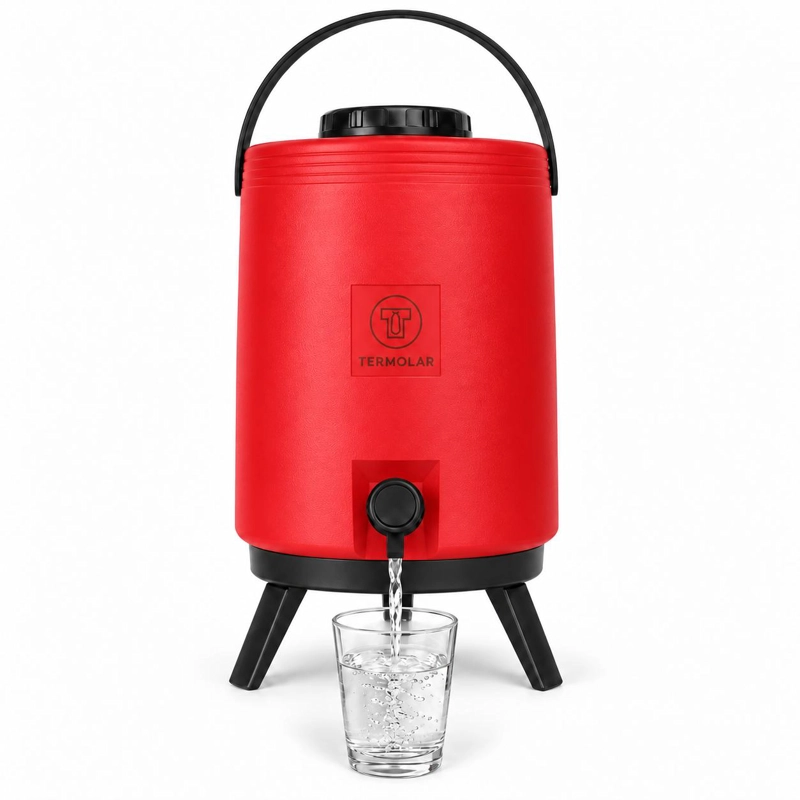 MAXI TERMO TERMOLAR 12 LITROS ROJO CON LLAVE Y ASA - 3