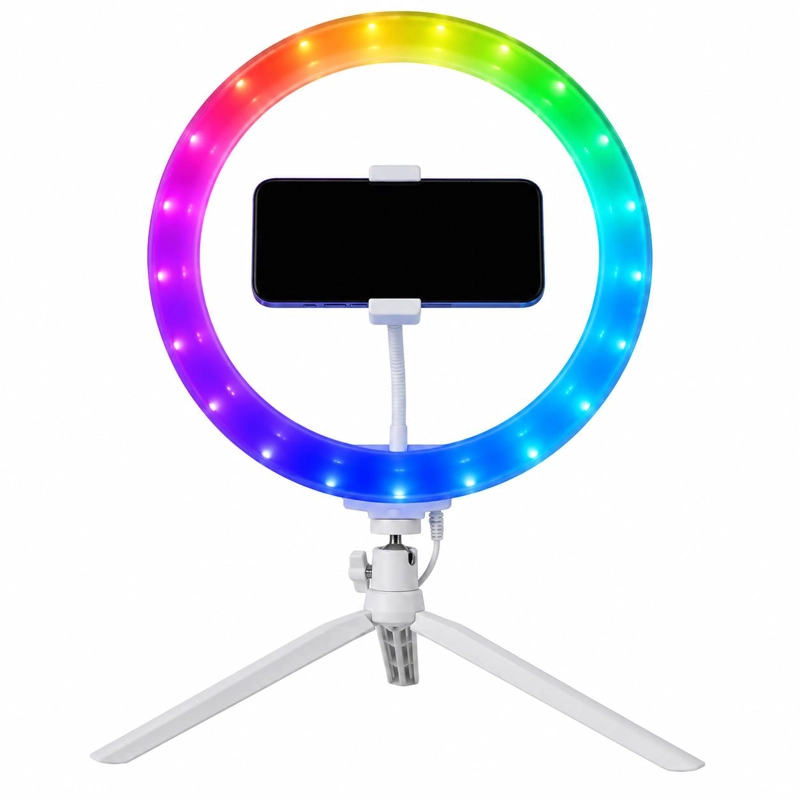 ARO DE LUZ MULTICOLOR RGB 12' CON SOPORTE PARA SMARTPHONE - 2