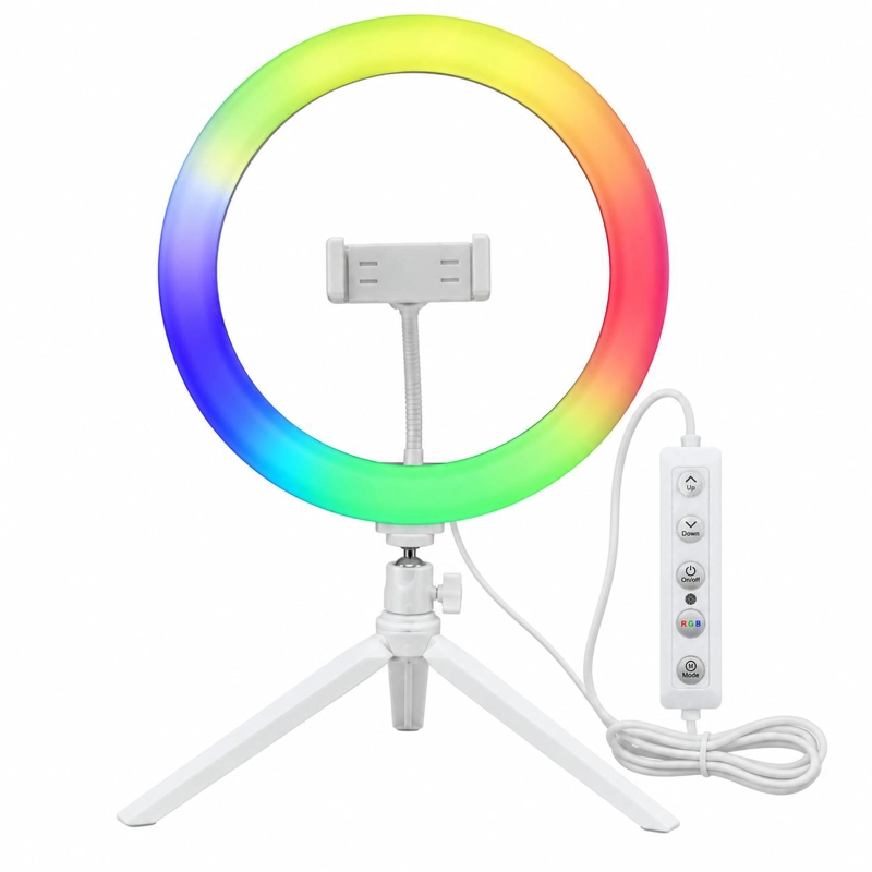 ARO DE LUZ MULTICOLOR RGB 12' CON SOPORTE PARA SMARTPHONE - 5