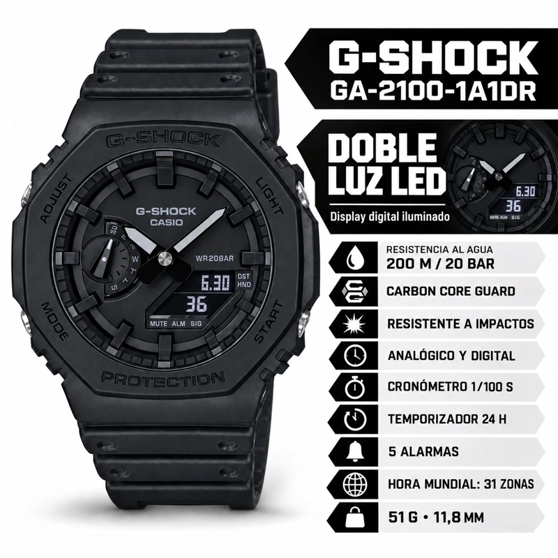 RELOJ DEPORTIVO G-SHOCK GA-2100-1A1DR - 8