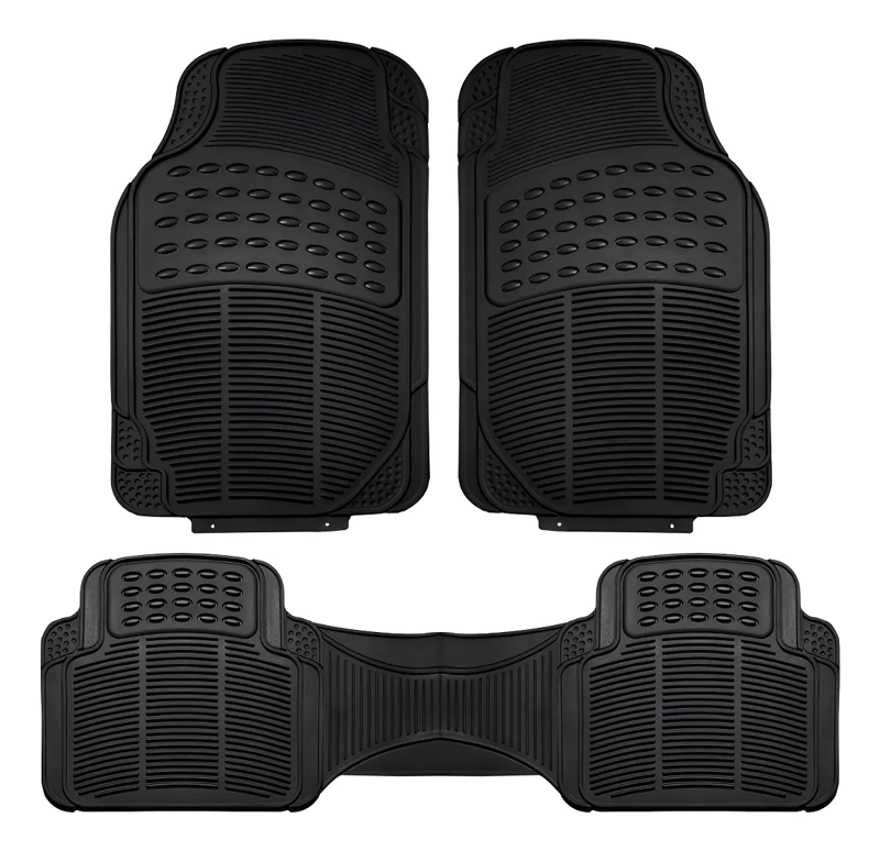 PISOS DE GOMA PARA VEHICULO 3 PIEZAS NEGRO GENERICO - 1