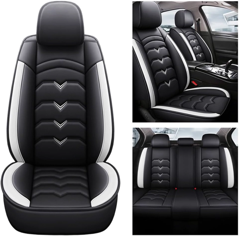 FUNDAS CUBRE ASIENTO AUTO PREMIUM LUXURY NEGRO BLANCO - 4