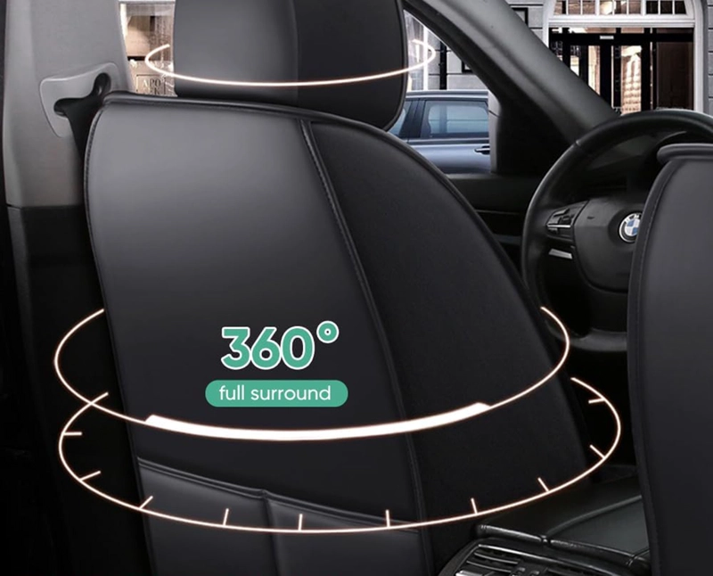 FUNDAS CUBRE ASIENTO AUTO PREMIUM LUXURY NEGRO BLANCO - 5
