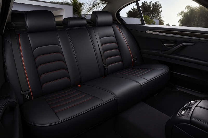 FUNDAS CUBRE ASIENTO AUTO PREMIUM LUXURY NEGRO LINEAS ROJAS - 4