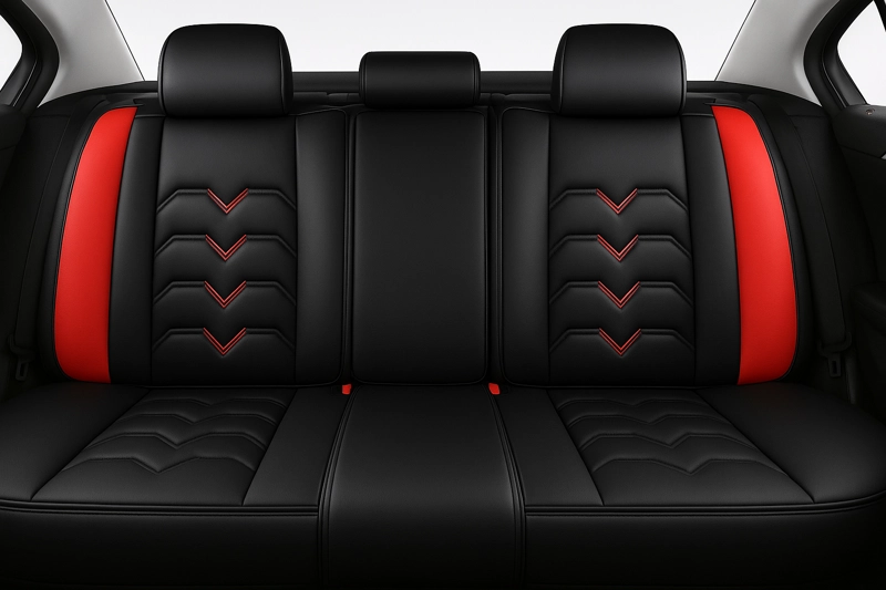 FUNDAS CUBRE ASIENTO AUTO PREMIUM LUXURY NEGRO ROJO - 3