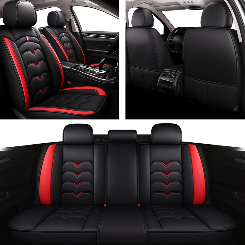 FUNDAS CUBRE ASIENTO AUTO PREMIUM LUXURY NEGRO ROJO - 4