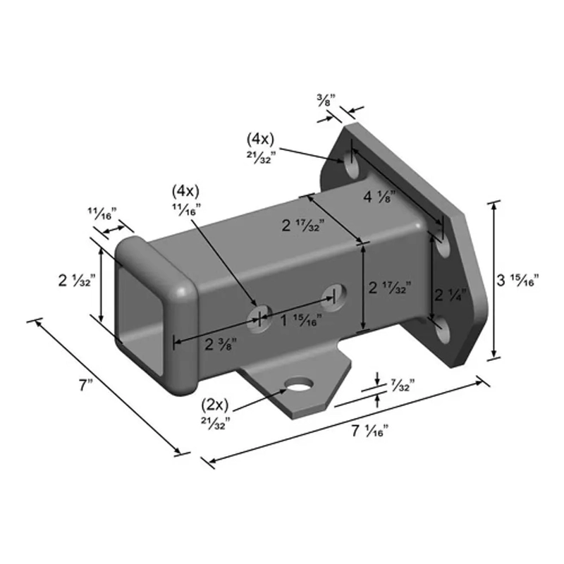 TUBO RECEPTOR ENGANCHE REMOLQUE AMERICANO CON FLANCHE - 5