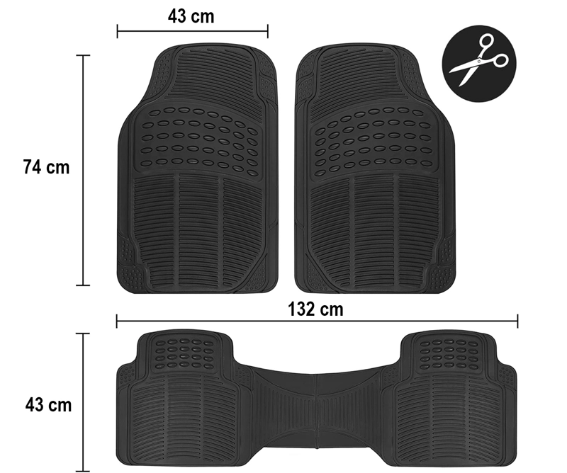 PISOS DE GOMA PARA VEHICULO 3 PIEZAS NEGRO GENE RICO - 7
