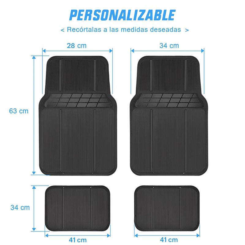 PISO DE GOMA UNIVERSAL 4 PIEZAS AUTOS Y CAMIONETAS SUV - 5