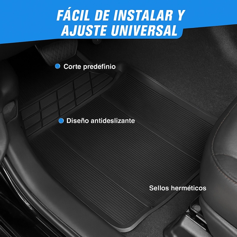 PISO DE GOMA UNIVERSAL 4 PIEZAS AUTOS Y CAMIONETAS SUV - 10
