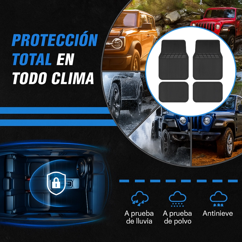 PISO DE GOMA UNIVERSAL 4 PIEZAS AUTOS Y CAMIONETAS SUV - 11
