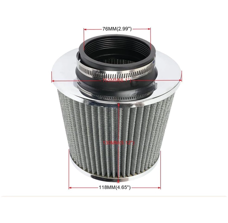 FILTRO DE AIRE CONICO GRIS 75MM AUTO TUNING ALTO FLUJO - 4