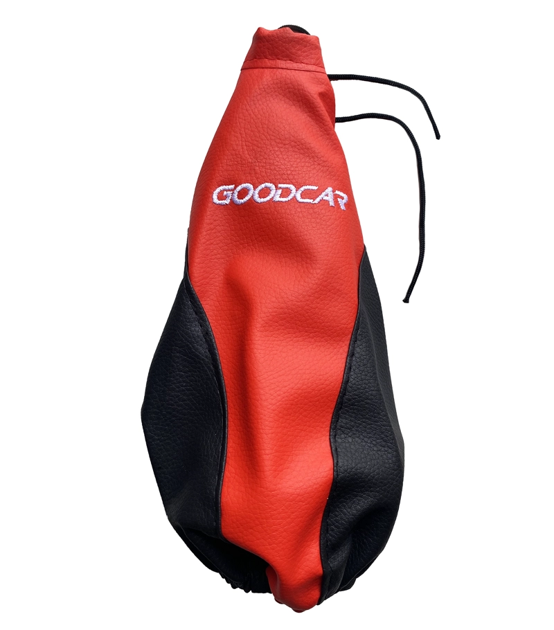 FUNDA CUBRE PALANCA CAMBIO CUERO ROJO NEGRO - 1