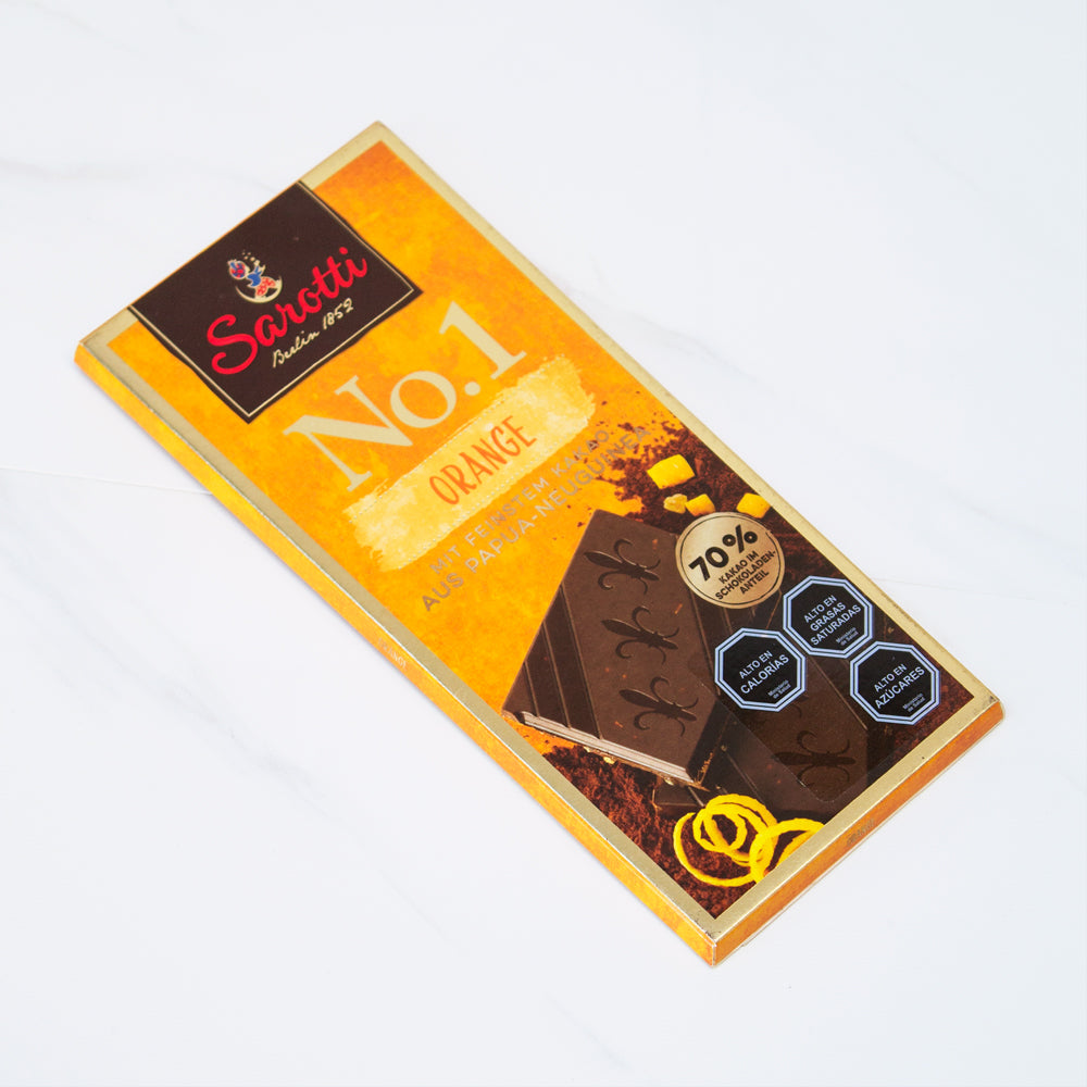 CHOCOLATE AMARGO NARANJA 70% CACAO SAROTTI 100 GRS - 1