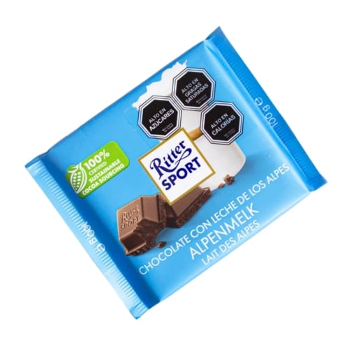 CHOCOLATE RITTER SPORT SACHET 100 GR LECHE LOS ALPES - 1
