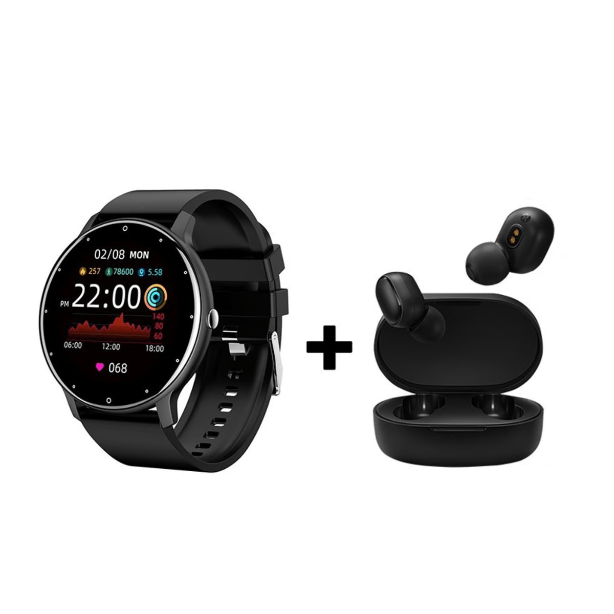 KIT SMARTWATCH ZL02D + AUDIFONOS BLUETOOTH XIAOMI AIRDOTS2 NEGRO OPENBOX - 1
