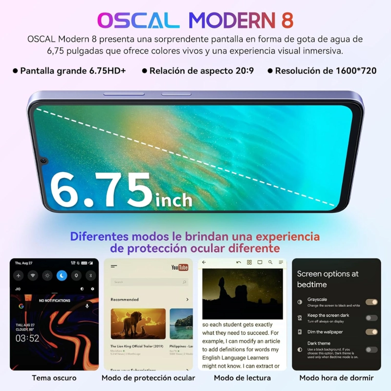 OSCAL MODERN 8 4G 256GB MORADO REACONDICIONADO - 2