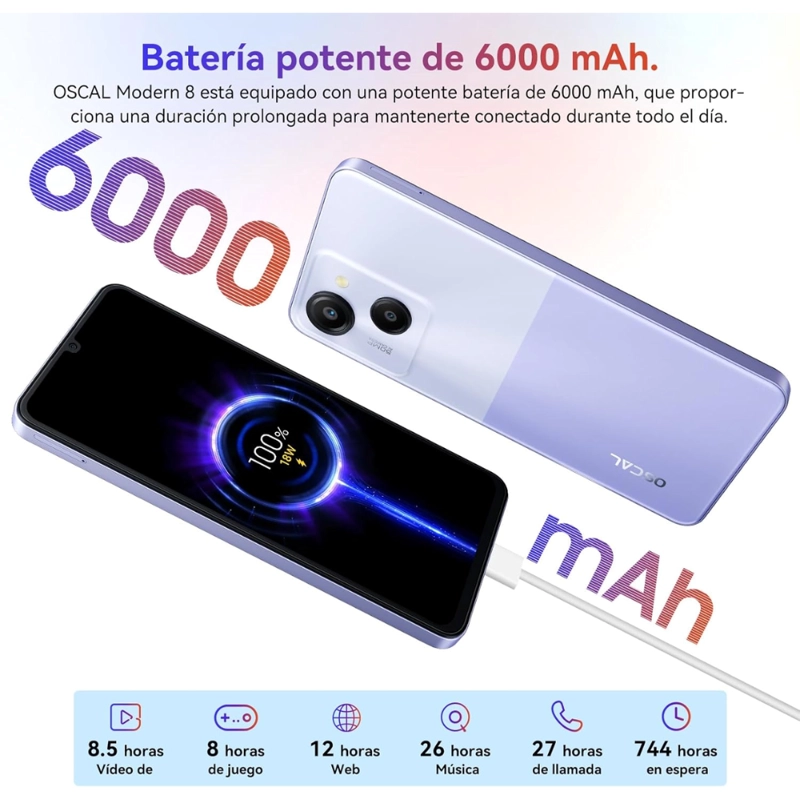 OSCAL MODERN 8 4G 256GB MORADO REACONDICIONADO - 3