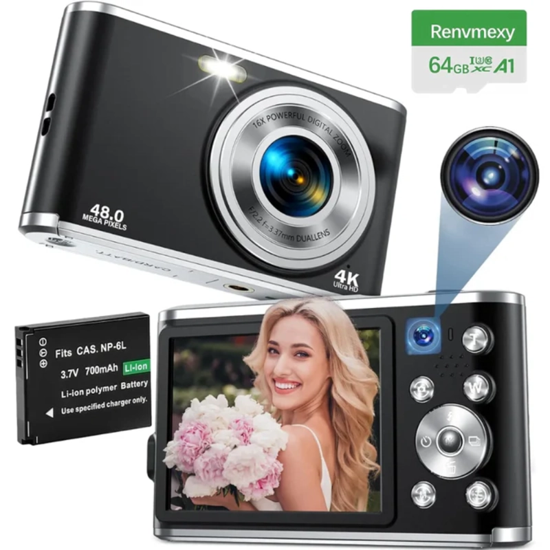 CAMARAS DIGITALES DOBLE 48MP RENVMEXY DC306L 64GB NEGRO OPENBOX - 3